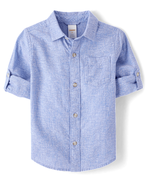 Детская рубашка Gymboree Linen-Blend Button Up Shirt - Linen Edit, цвет: Синий