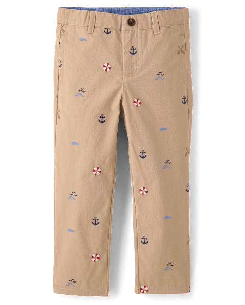 Брюки Gymboree Embroidered Coastal Chino - Driftwood Bay для мальчиков, цвет: Коричневый