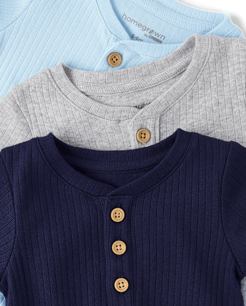 Детское боди Gymboree Marled Henley, 3 шт, цвет: Разноцветный