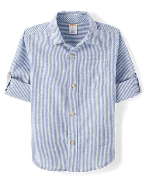 Детская рубашка Gymboree Pinstripe Linen-Blend Button Up Shirt - Linen Edit, цвет: Синий