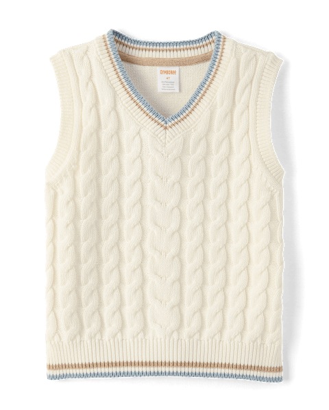 Жилет Gymboree Tipped Cable Knit Sweater Vest - Enchanted Garden для мальчиков, цвет: Белый