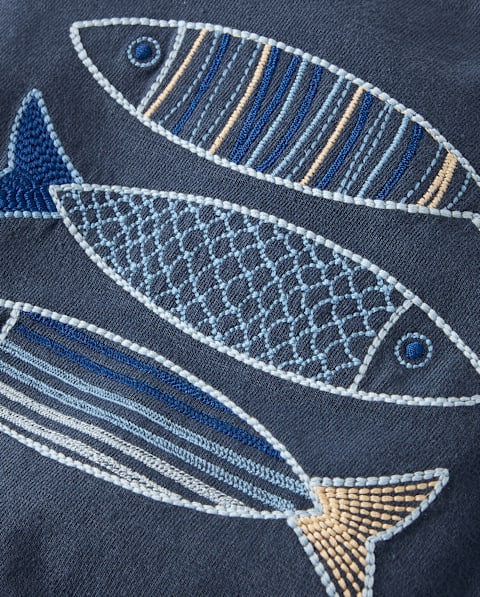 Топ Gymboree Embroidered Fish Layered Top - Driftwood Bay для мальчиков, цвет: Синий