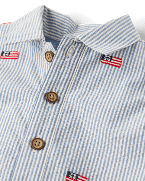 Комбинезон для малышей Gymboree Embroidered Flag Seersucker, цвет: Синий