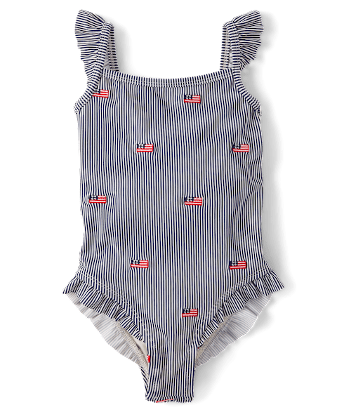 Купальник Flag для детей, вышивка, оборки — Gymboree, цвет: Синий