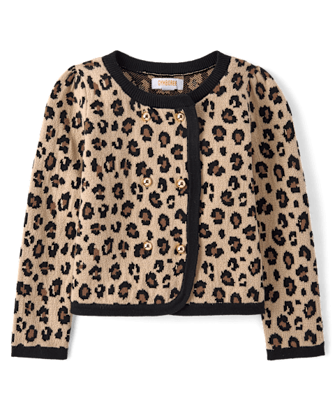 Кардиган Gymboree Leopard Double Breasted Cardigan - The Leopard Edit для девочек, цвет: Рыжевато-коричневый