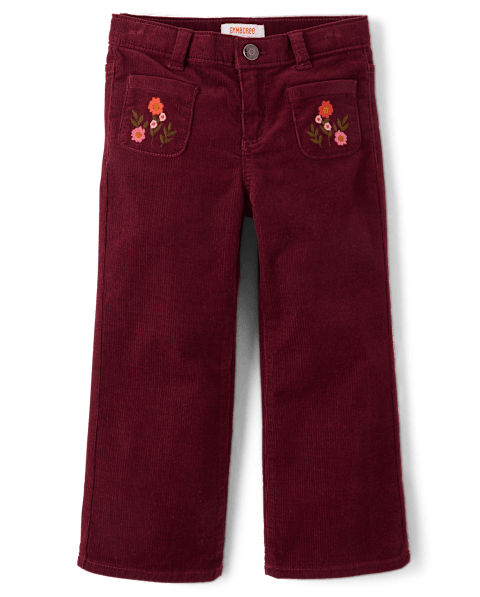 Брюки Gymboree Embroidered Floral Corduroy Wide Leg - The Harvest Edit для девочек, цвет: Бордовый
