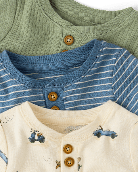 Боди хенли Gymboree для малышей с машинками, набор 3 шт, цвет: Разноцветный