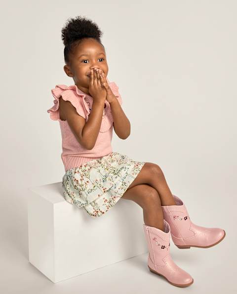 Ботинки Gymboree Embroidered Floral Cowgirl - Blue Sky Mountain для девочек, цвет: Розовый