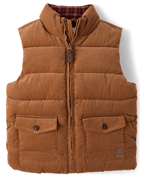 Жилет Gymboree Quilted Corduroy Flannel Lined Puffer - The Harvest Edit для мальчиков, цвет: Коричневый