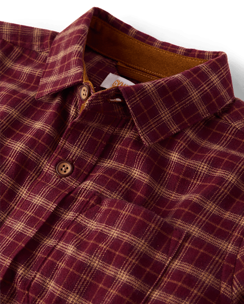 Рубашка Gymboree Plaid Flannel Button Up Shirt - The Harvest Edit для мальчиков, цвет: Бордовый