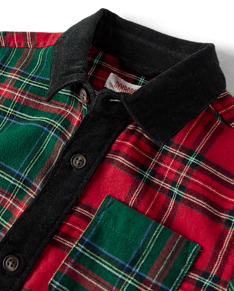 Рубашка Gymboree Plaid Colorblock Button Up Shirt - Tartan Remix для мальчиков, цвет: Зелёный