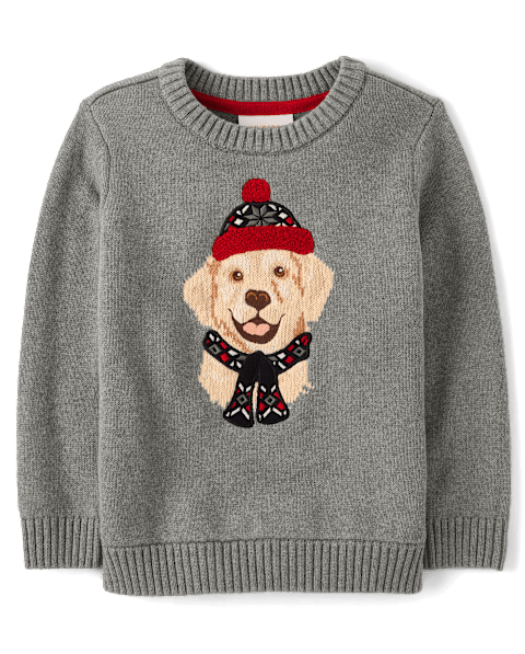 Свитер Gymboree Embroidered Dog - Aspen Lodge для мальчиков, цвет: Серый
