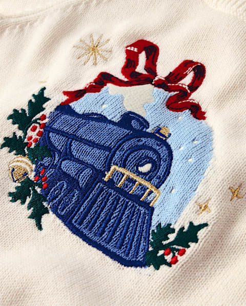 Свитер Gymboree Embroidered Train - The Polar Express™ для девочек, цвет: Кремовый