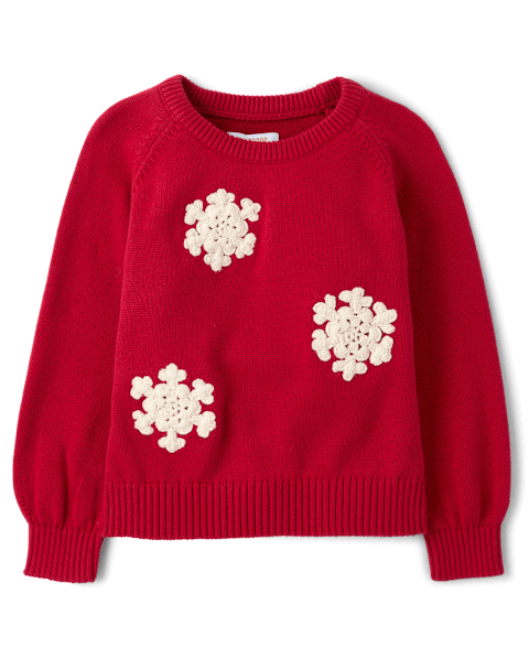 Свитер Gymboree Crochet Snowflake Raglan Sweater - Tartan Remix для девочек, цвет: Красный