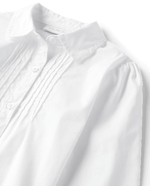 Рубашка The Children's Place Uniform Pintuck Poplin Button Up для девочек, цвет: Белый