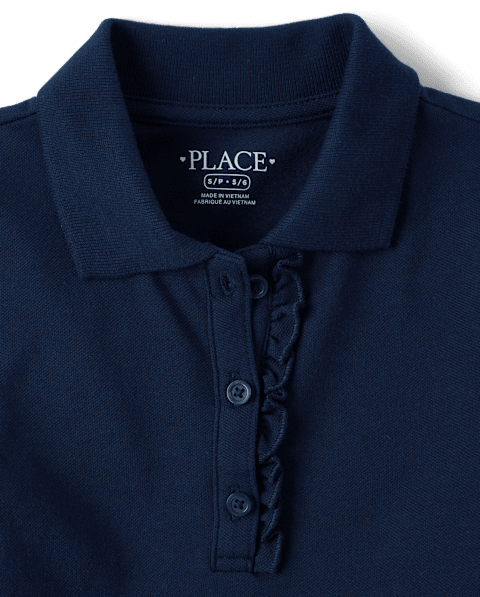Платье The Children's Place Uniform Ruffle Soft Pique Polo для девочек, цвет: Синий