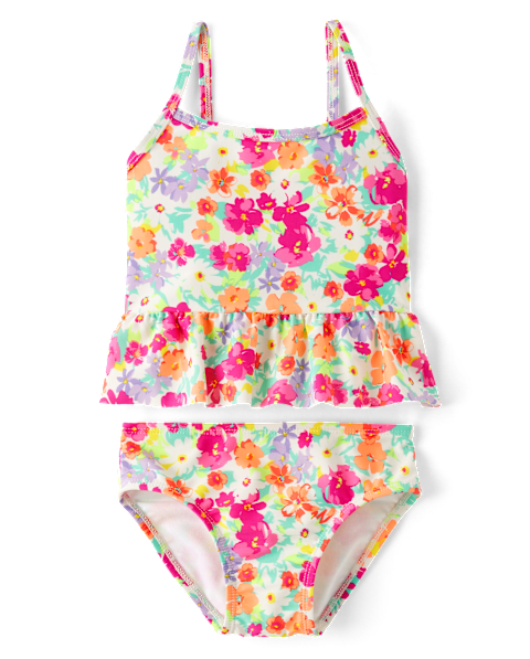 Купальник Tankini для детей, оборки, цветочный принт — Gymboree, цвет: Розовый
