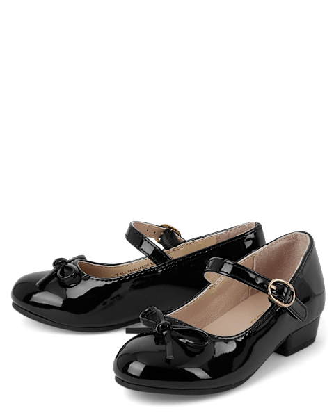 Туфли The Children's Place Bow Faux Patent Leather Low Heel для девочек-малышей, цвет: Чёрный