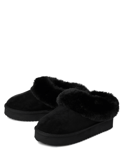 Обувь The Children's Place Platform Teddy Slip Ons для девочек, цвет: Чёрный