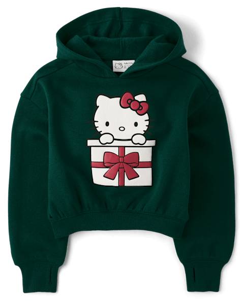 Худи The Children's Place Hello Kitty® Embellished Premium Fleece для девочек, цвет: Зелёный