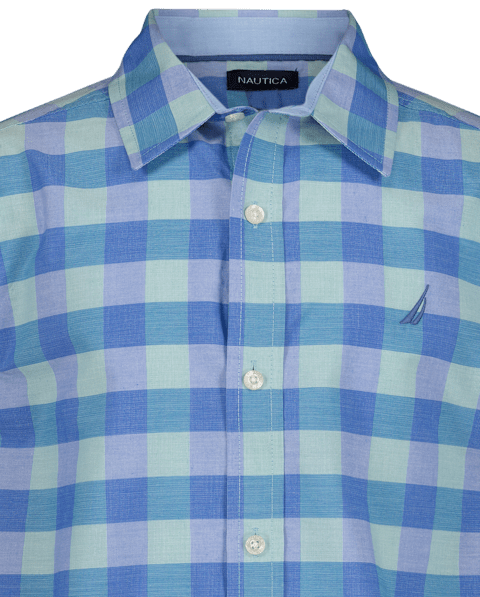Рубашка The Children's Place Nautica® Plaid Button Up для мальчиков, цвет: Синий