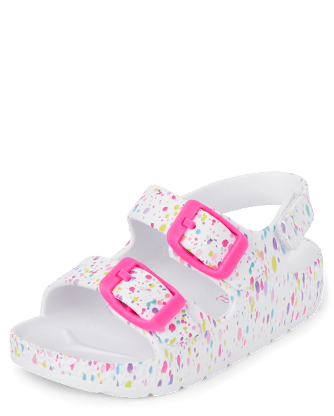 Сандалии The Children's Place Paint Splatter Buckle для девочек-малышей, цвет: Белый