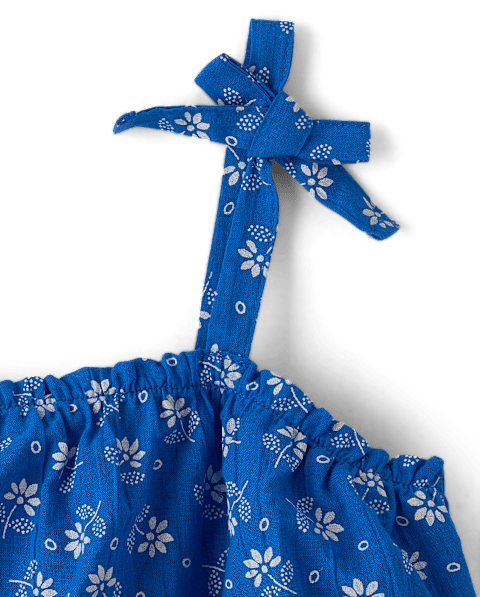 Платье The Children's Place Mommy And Me Floral Smocked Flounce для девочек, цвет: Синий