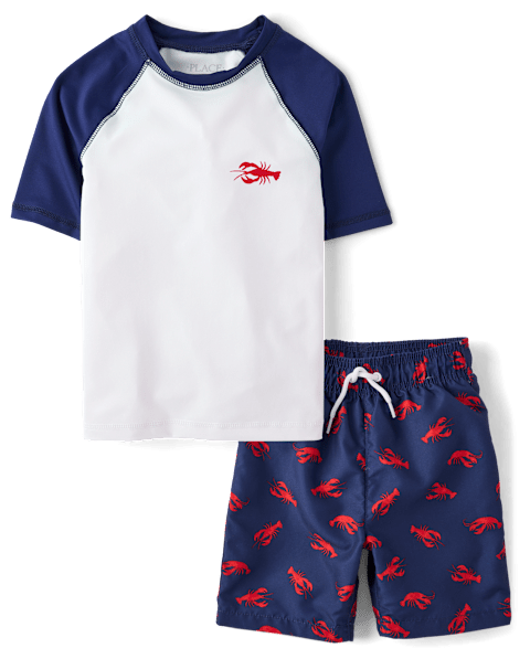 Рашгард Lobster для детей, 2 предмета — The Children's Place, цвет: Синий