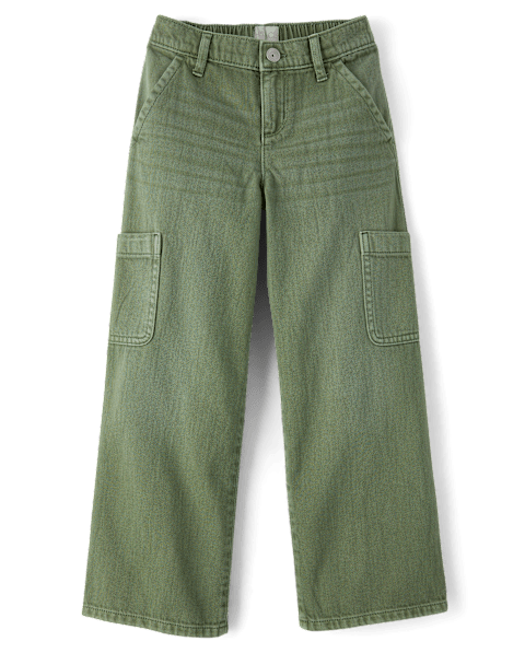 Джинсы The Children's Place Garment Dyed Baggy Cargo для девочек, цвет: Зелёный