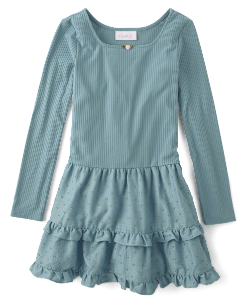 Платье The Children's Place Tiered Drop Waist для девочек, цвет: Синий