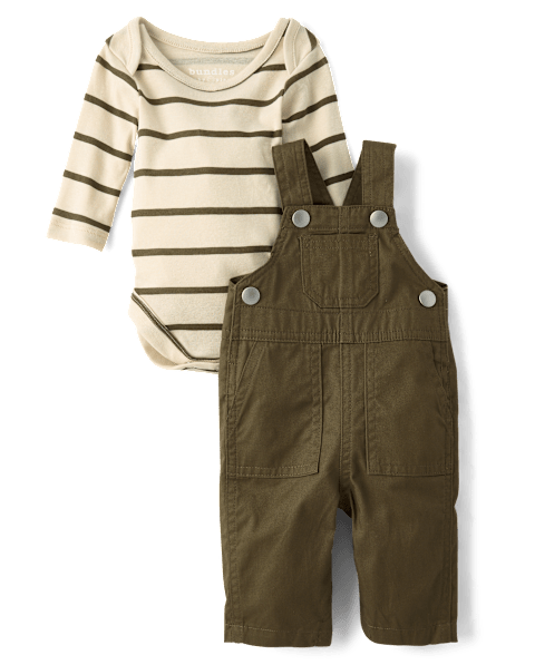 Комбинезоны The Children's Place Utility Overalls 2-Piece Outfit Set для мальчиков-малышей, цвет: Зелёный