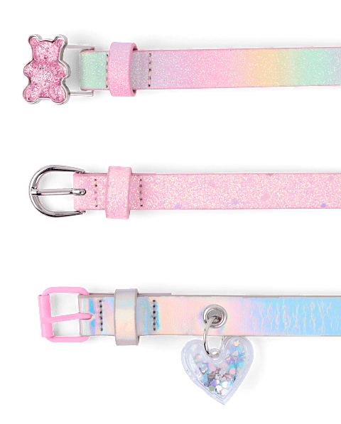 Ремни The Children's Place Glitter Candy Bear 3-Pack для девочек, цвет: Разноцветный