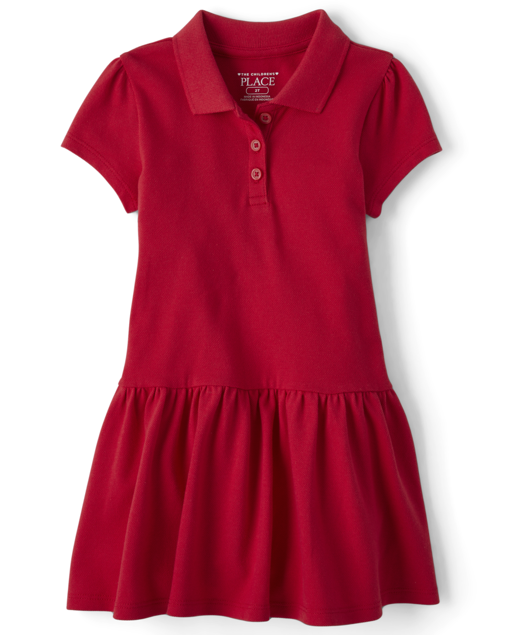 Toddler Shirred Short Sleeves Sleeves Collared Above the Knee Dress