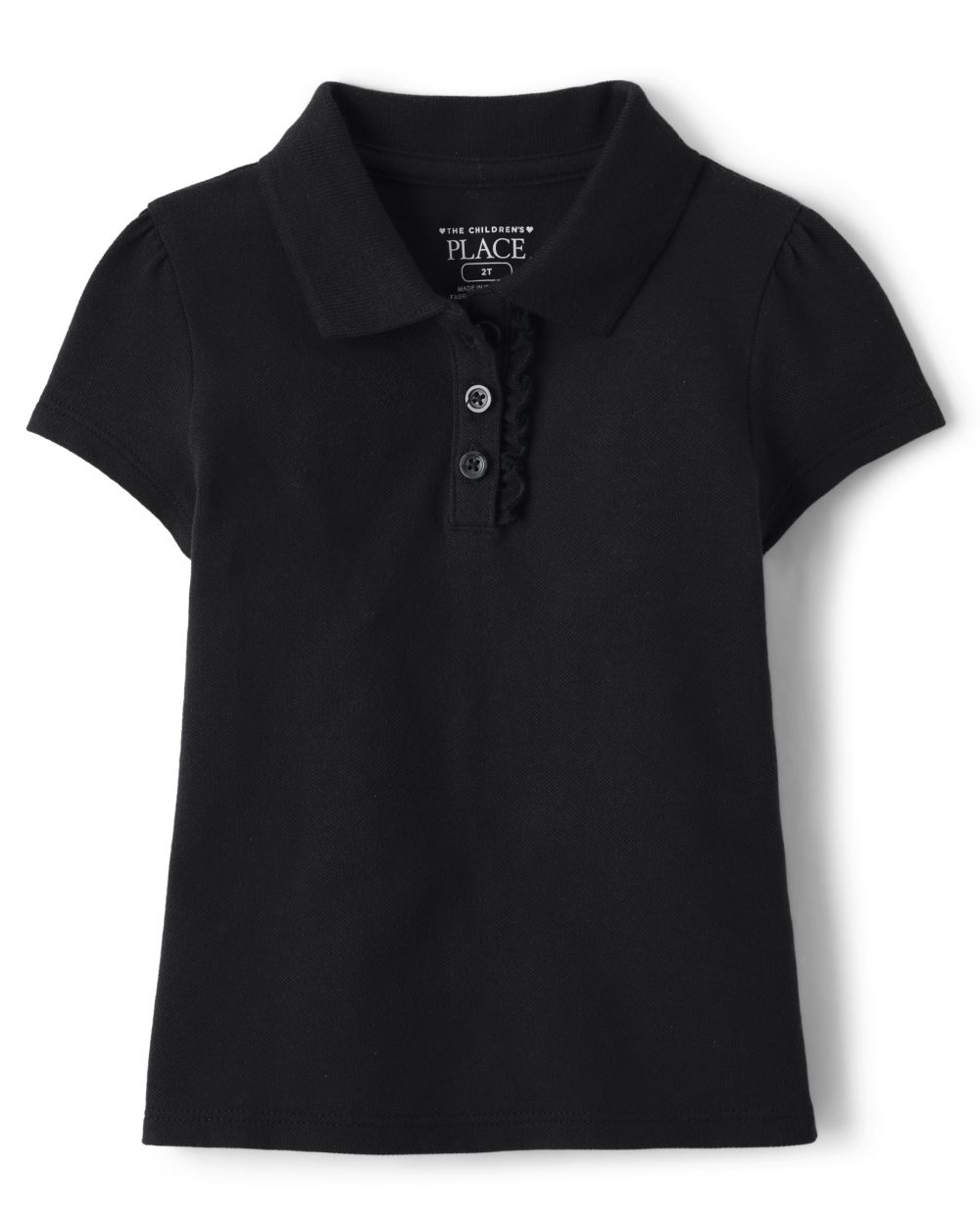 

s Toddler Uniform Ruffle Pique Polo - Black - The Children's Place