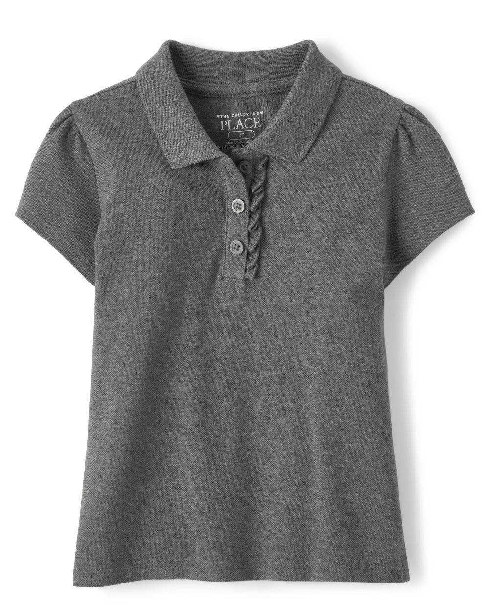 

s Toddler Uniform Ruffle Pique Polo - Gray - The Children's Place