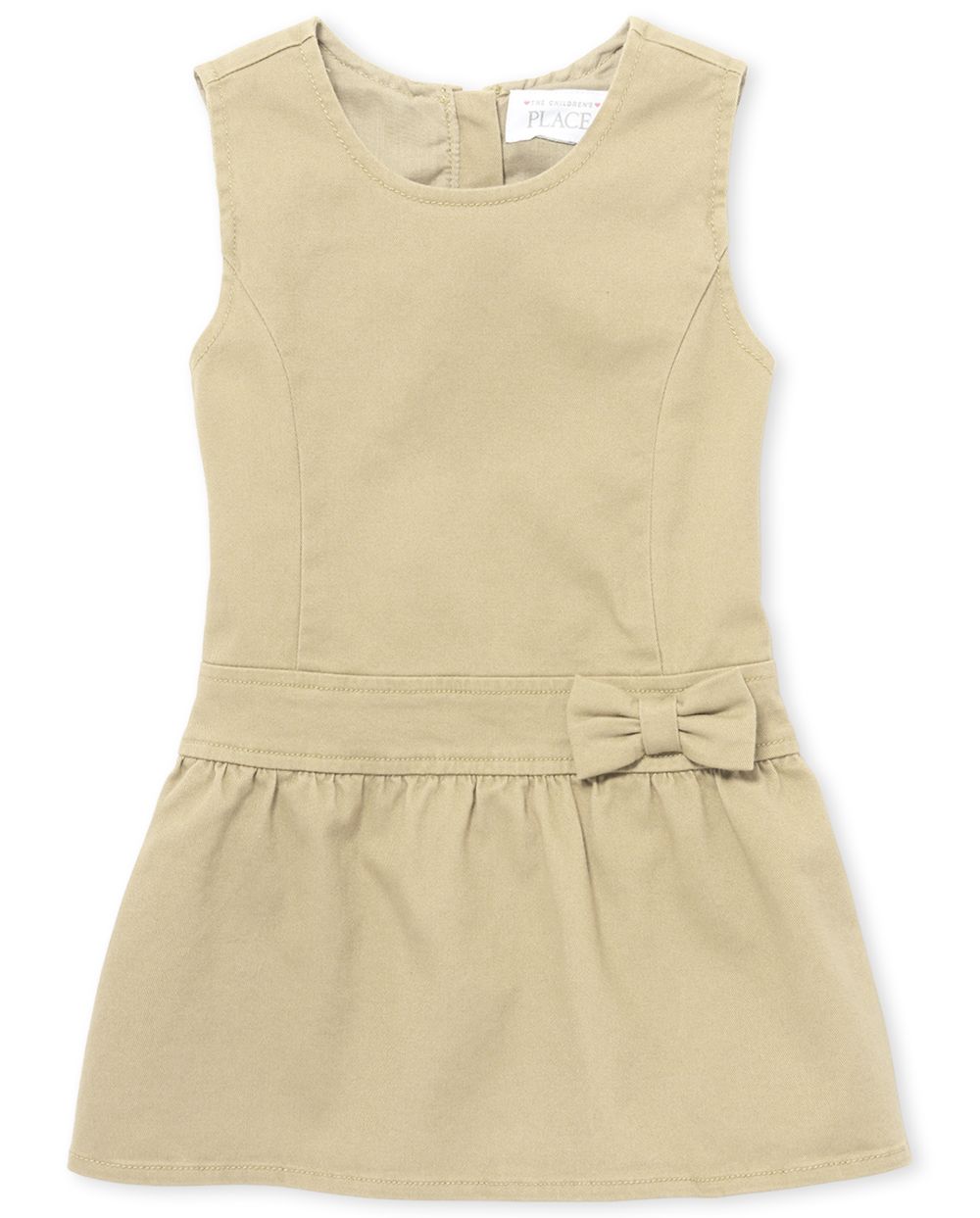 Toddler Sleeveless Above the Knee Round Neck Back Zipper Jumper With a Bow(s)