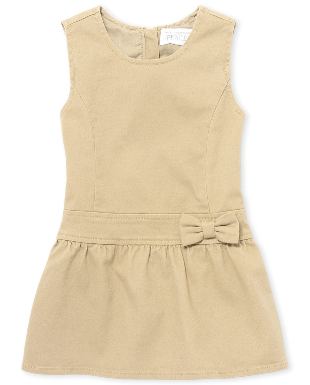 Toddler Round Neck Back Zipper Sleeveless Above the Knee Jumper With a Bow(s)