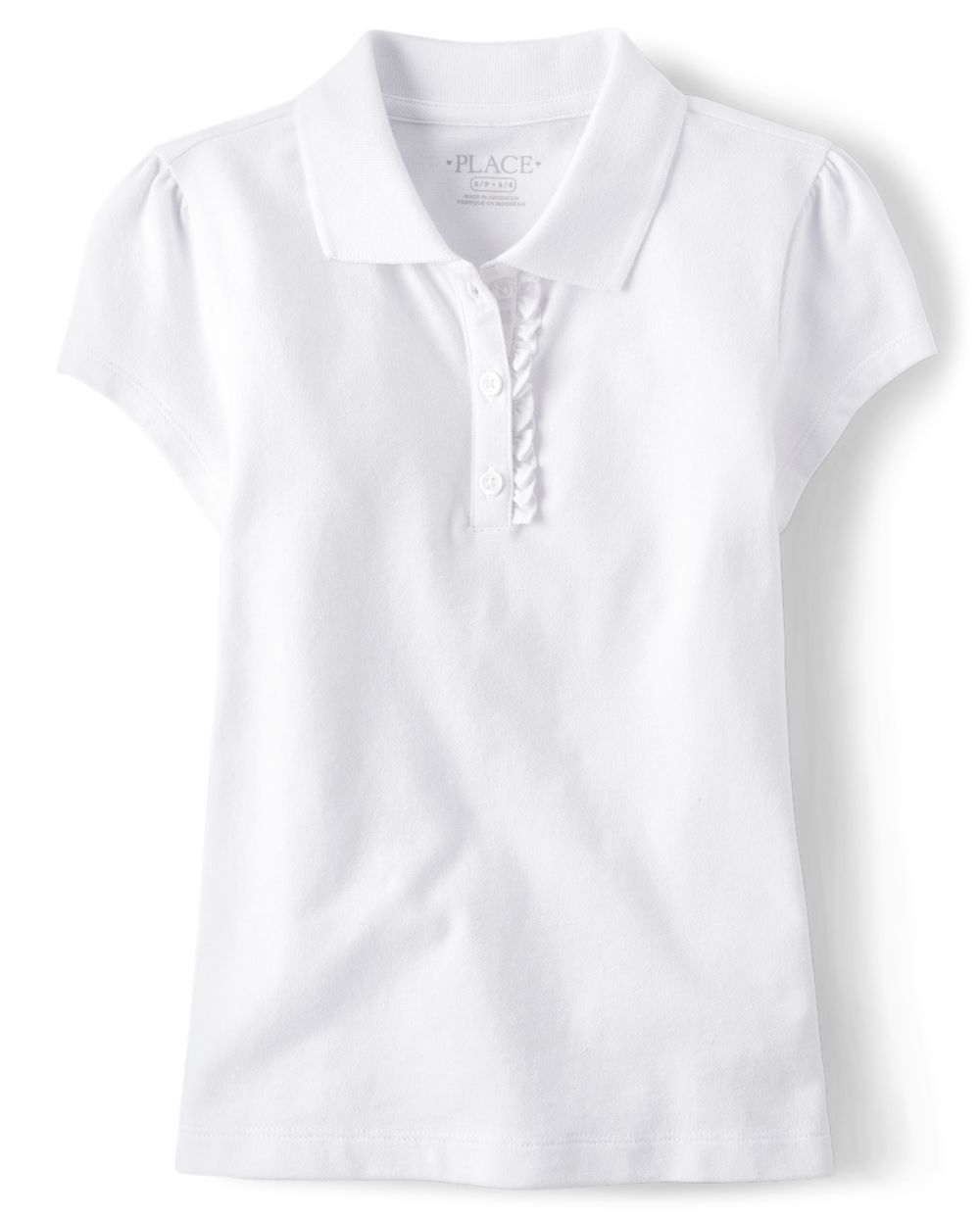 

s Uniform Ruffle Pique Polo - White - The Children's Place