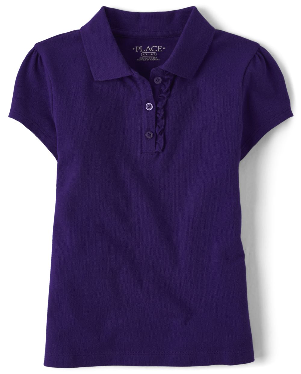 

s Uniform Ruffle Pique Polo - Purple - The Children's Place