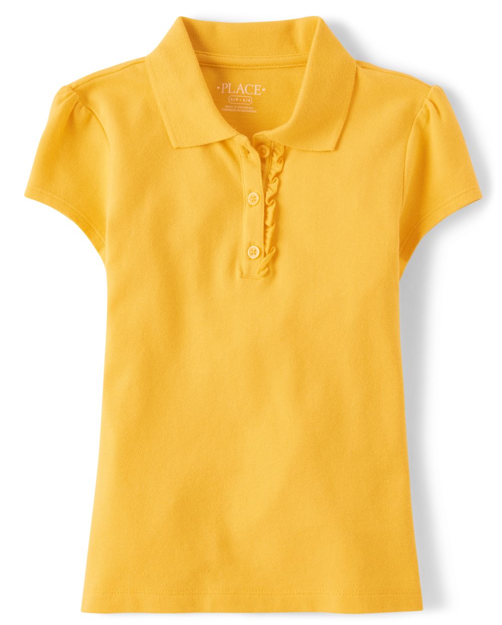 

s Uniform Ruffle Pique Polo - Yellow - The Children's Place
