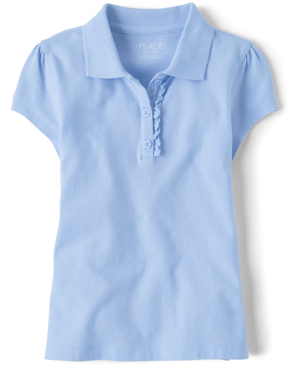 

s Uniform Ruffle Pique Polo - Blue - The Children's Place