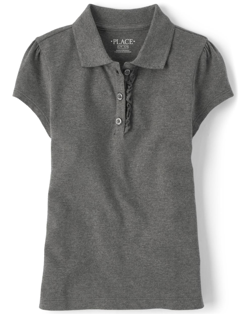 

s Uniform Ruffle Pique Polo - Gray - The Children's Place