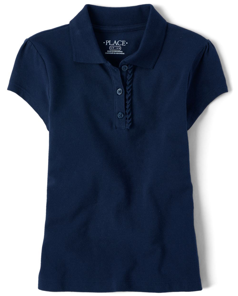 

s Uniform Ruffle Pique Polo - Blue - The Children's Place