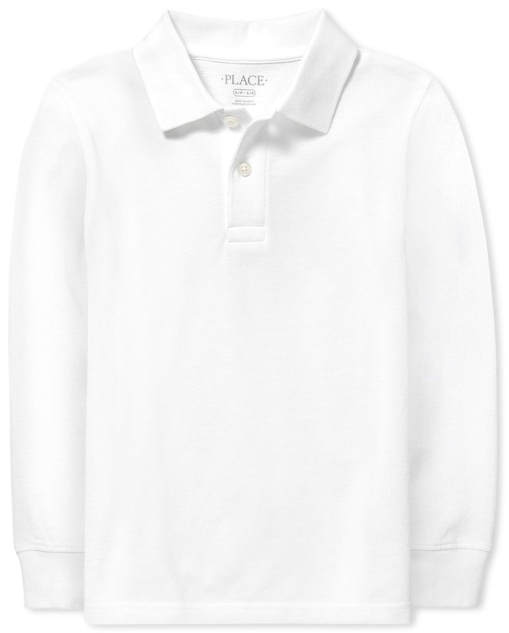 

Boys Boys Uniform Long Sleeve Pique Polo - White - The Children's Place