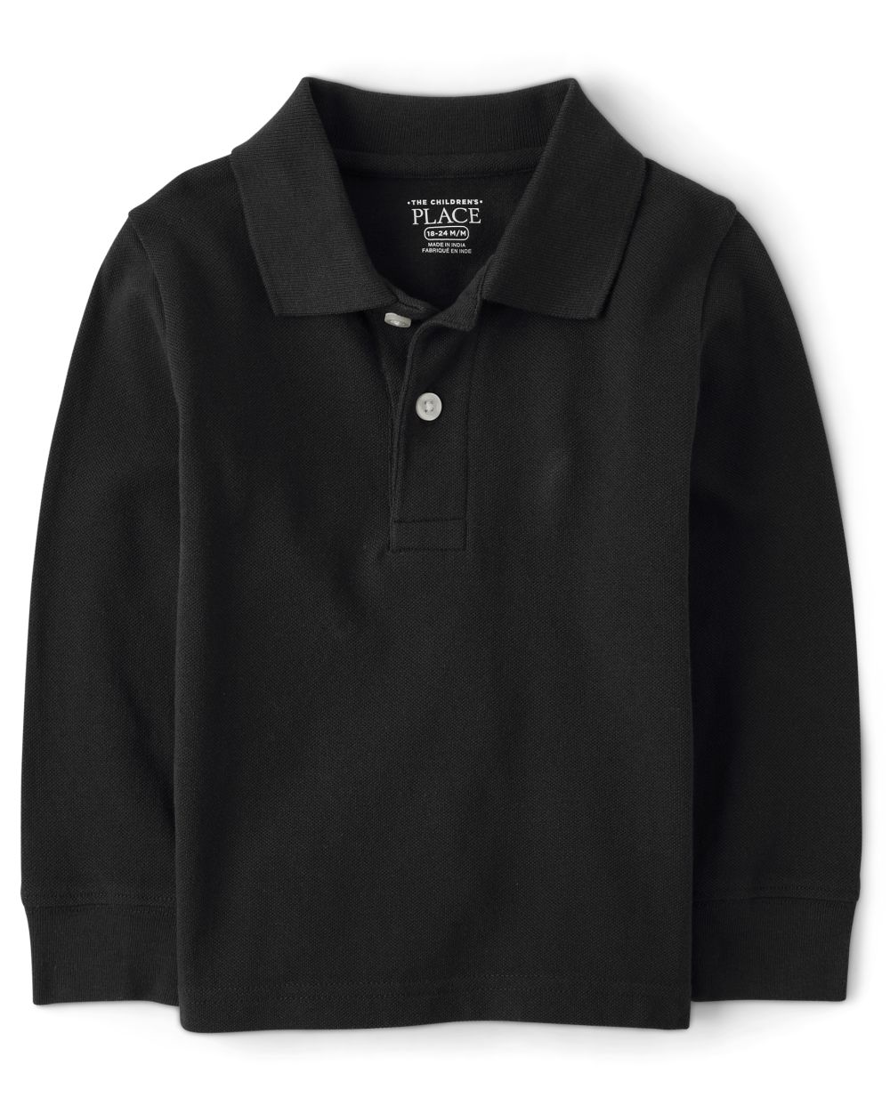 

s Baby And Toddler Boys Uniform Long Sleeve Pique Polo - Black - The Children's Place