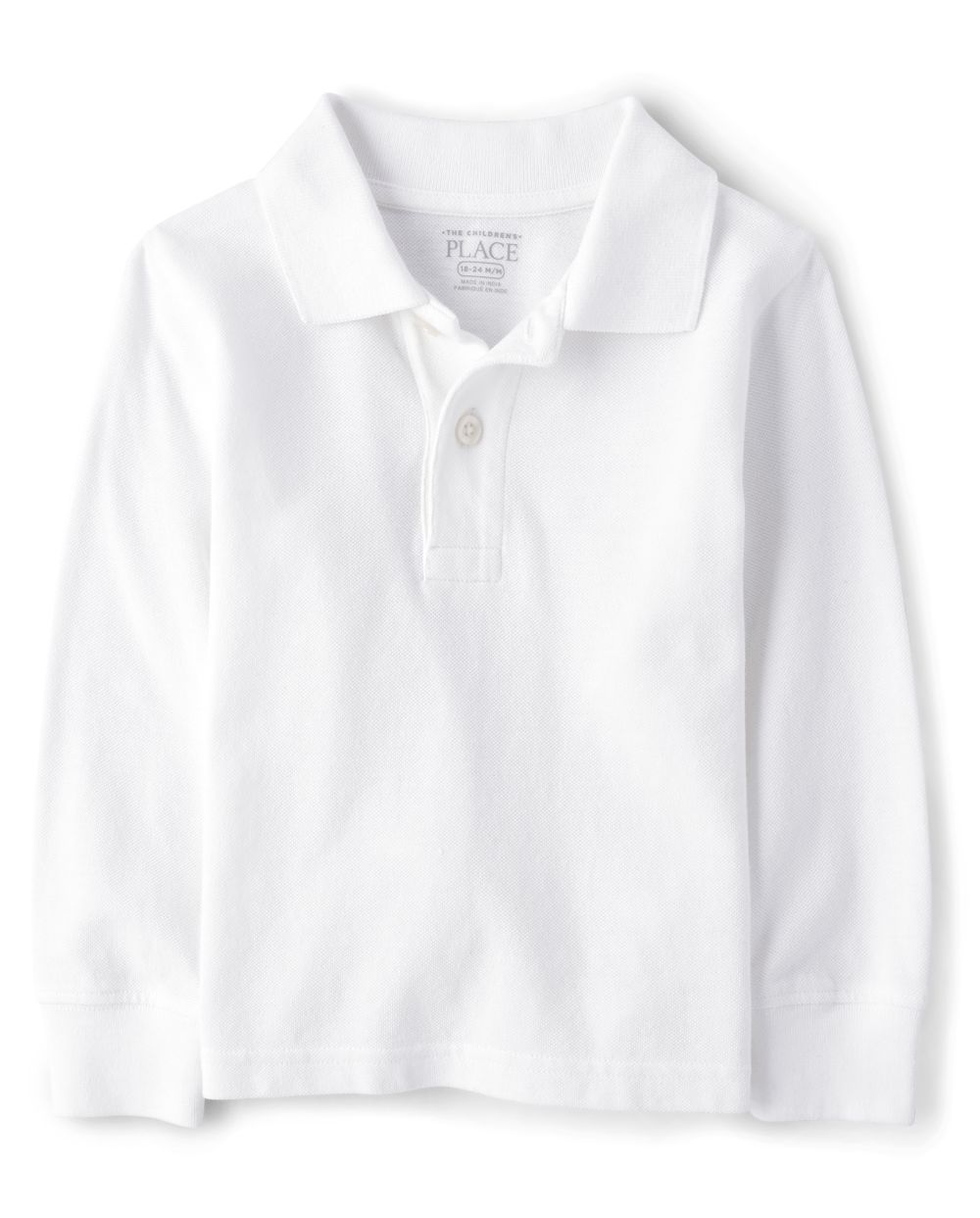 

s Baby And Toddler Boys Uniform Long Sleeve Pique Polo - White - The Children's Place