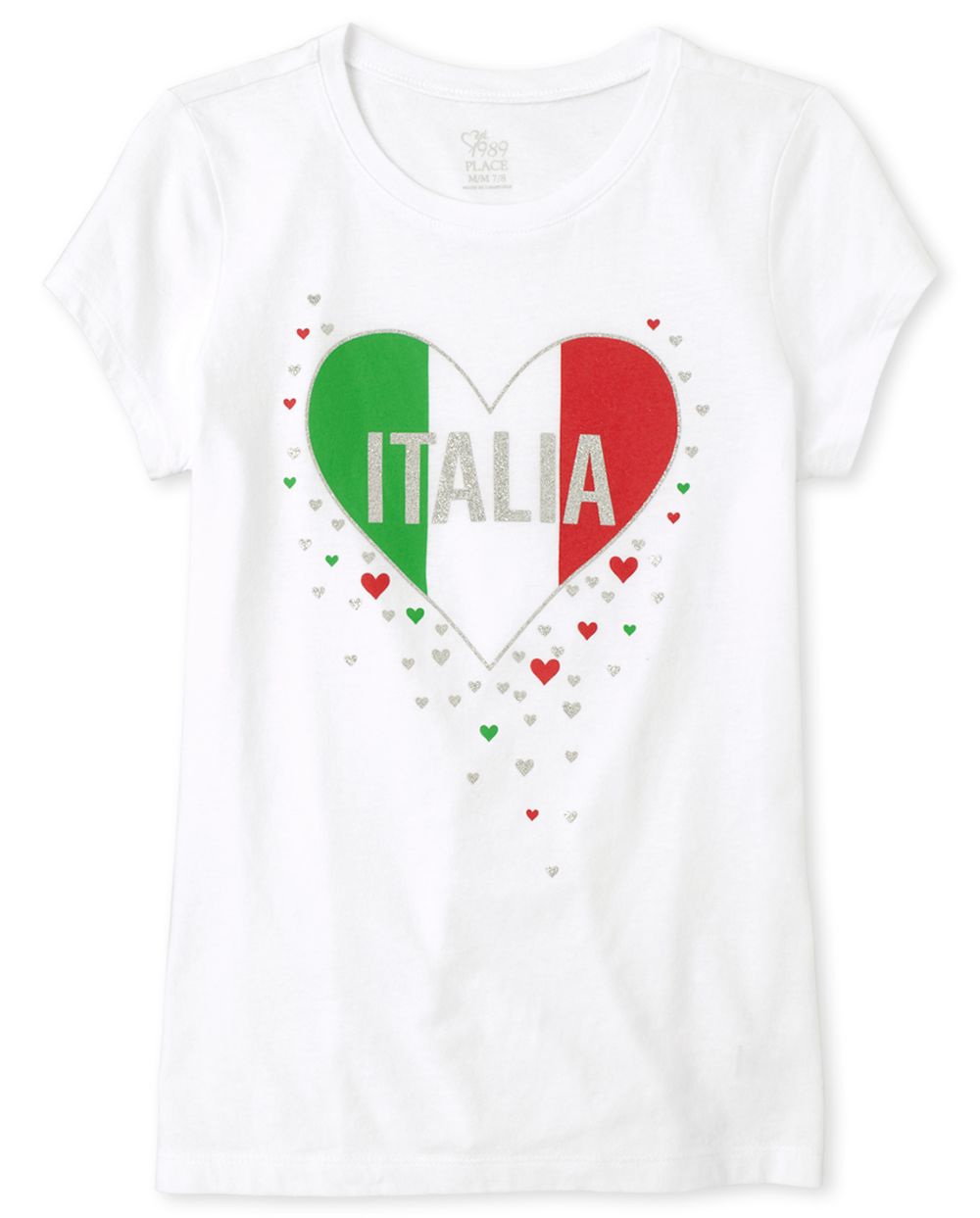 

Girls Glitter Italia Graphic Tee - White T-Shirt - The Children's Place