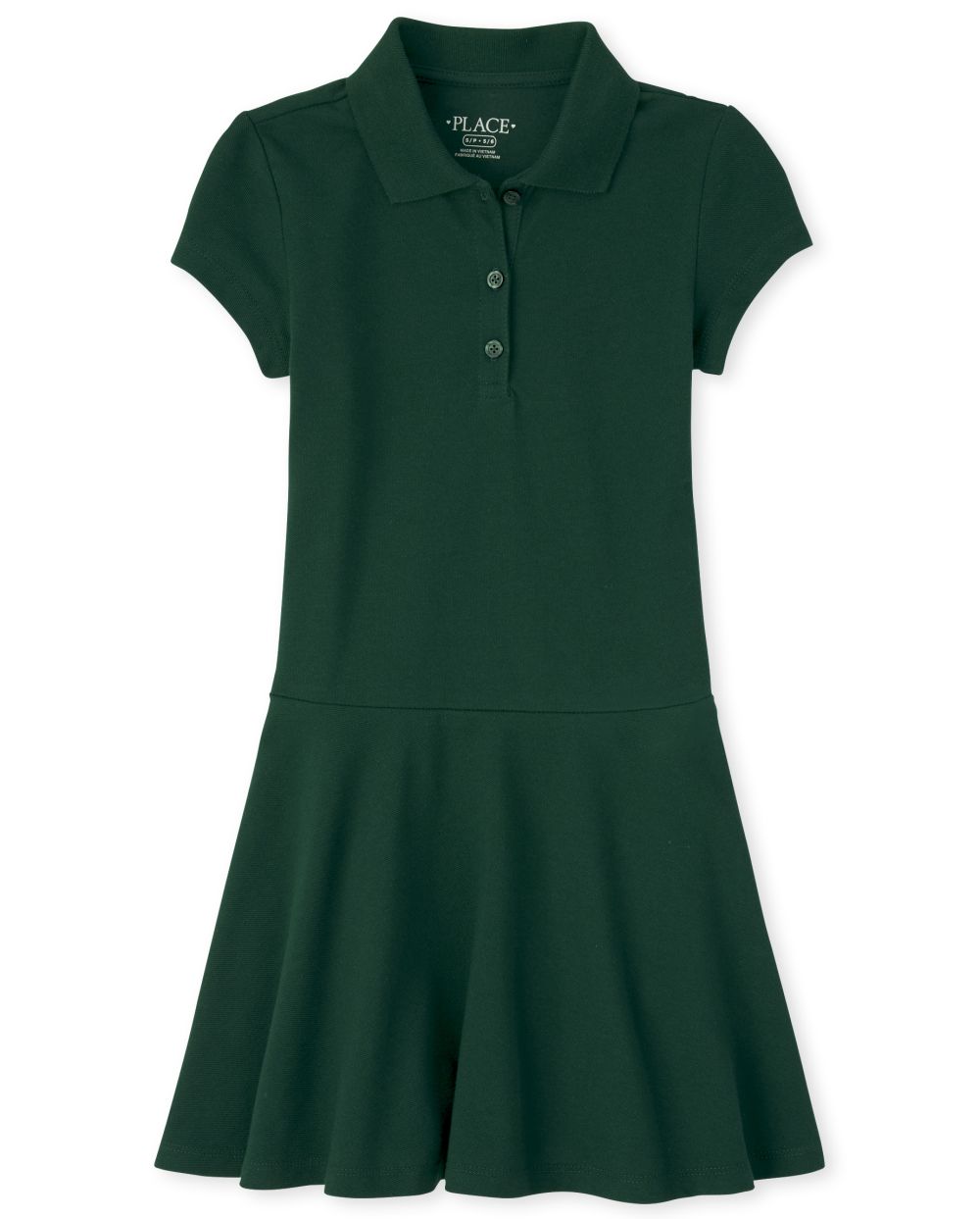 Girls Collared Above the Knee Button Front Short Sleeves Sleeves Dress