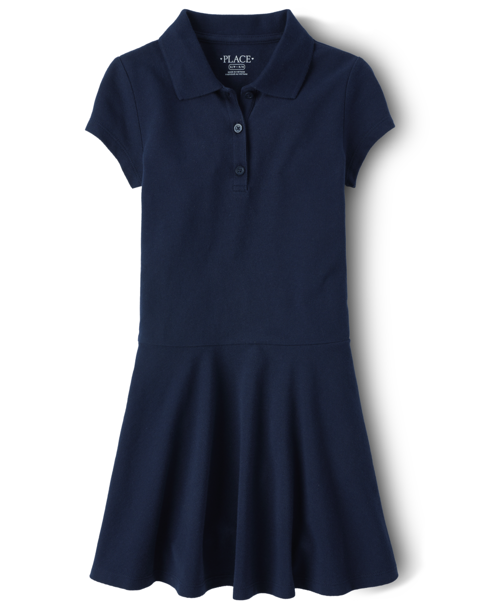 Girls Above the Knee Collared Button Front Short Sleeves Sleeves Dress