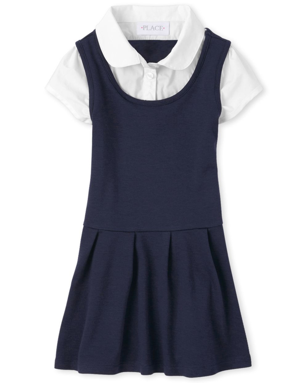 Girls Short Sleeves Sleeves Above the Knee Pleated Round Neck Dress